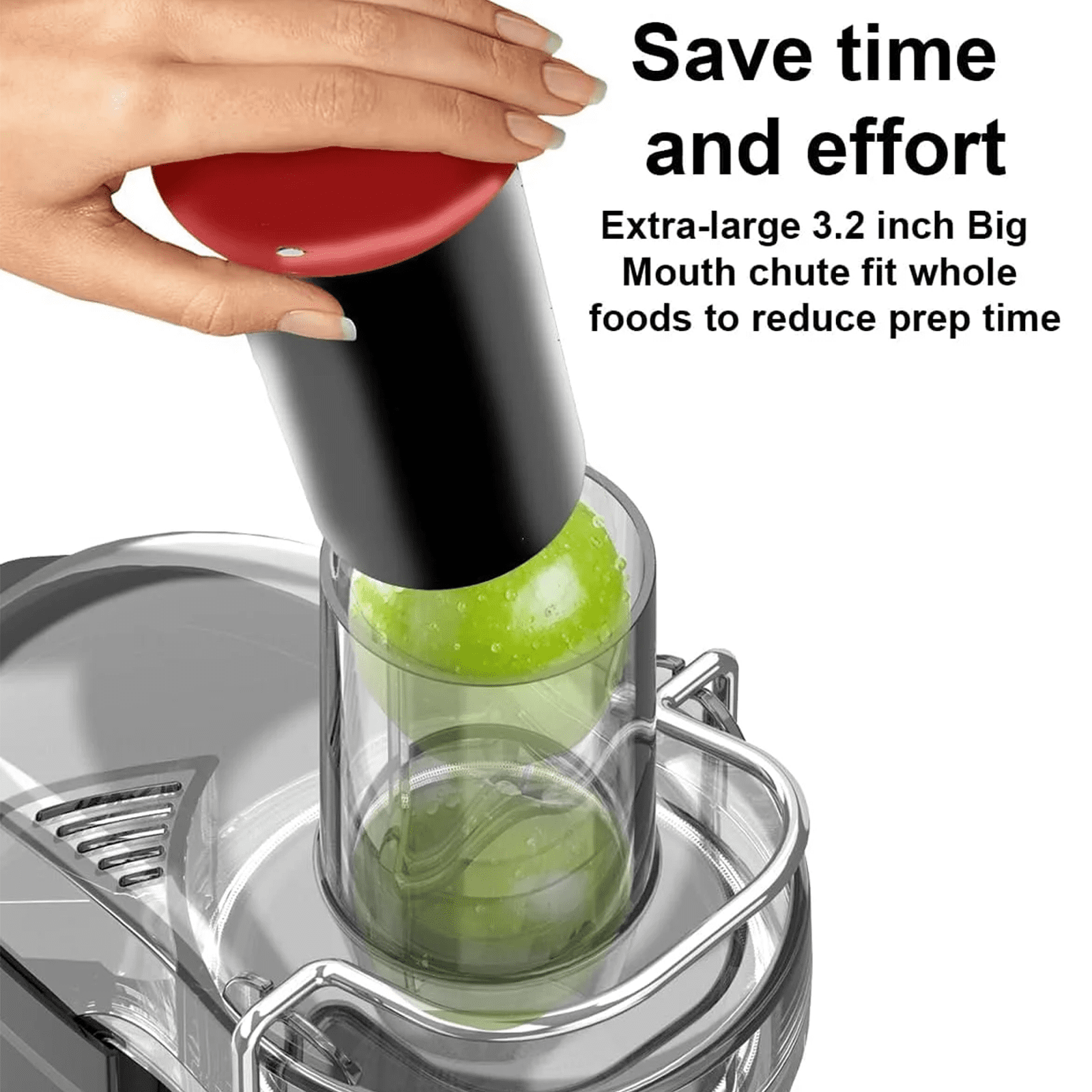 SiFENE 800W Centrifugal Juicer Machine, 3.2-Inch Wide Chute for Whole Fruits & Vegetables, Easy to Clean, Dual Speed Fruit & Vegetable Juicer, Compact Home Kitchen, Red