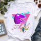 thumbnail image 4 of Camiseta con estampado de dinosaurio de acuarela para mujer, camiseta de verano para mujer, camiseta blanca de manga corta de Jurassic Park, camiseta Vaporwave para mujer, 4 of 5
