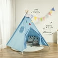 thumbnail image 2 of BSHAPPLUS® Teepee Tent for Kids ,Portable Blue Teepee Tent,Childrens Tent Foldable Play Tent Toys, Cotton Playhouse for Indoor & Outdoor Playing,Toys for Girls/Boys/Toddlers, 2 of 7