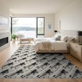 thumbnail image 3 of ODIKA 9'x12' Beige Black Geometric Pattern Design Washable Area Rug Modern Abstract Shapes with Diagonal Lines Low Pile, Flatwoven, for Great Room, Indoor Concept, Large Living, 3 of 7
