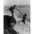 thumbnail image 2 of Vintage Photography 20x24 Black Ornate Wood Framed with Double Matting Museum Art Print Titled - Bathing Beauties at the Seaside, 2 of 4