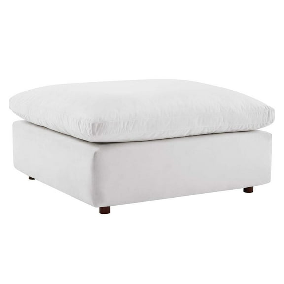 Modway Commix Down Filled Overstuffed Performance Velvet Ottoman in White