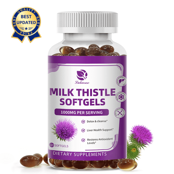 High absorption 1200mg Milk Thistle Extract with 50 mg Dandelion Root Extract Per Serving, Organic Milk Thistle Silymarin Supplement Supports Liver Cleanse and Detox & antioxidant, 120 Ct