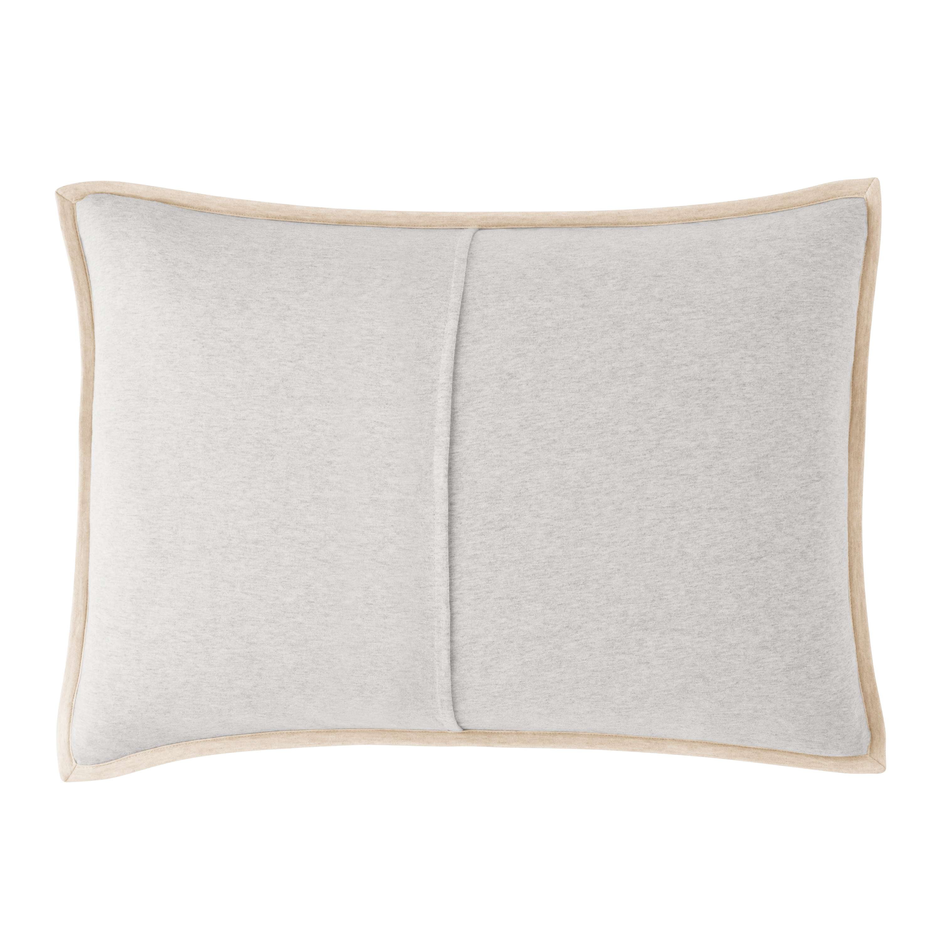 Mainstays Standard Pillow Sham - Beige Soft Jersey, Cotton-Rich T-Shirt Soft Decorative Bed Sham, 2 Pack