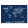 thumbnail image 2 of Trademark Art "Sheet Music World Map in Blue" Canvas Wall Art by Michael Tompsett, 2 of 3