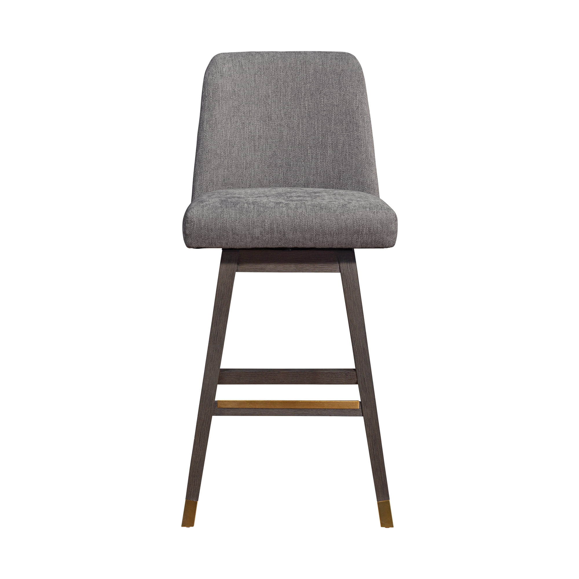 Amelia Swivel Bar Stool in Gray Oak Wood Finish with Mocha Fabric - Set of 3