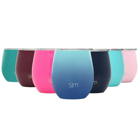 Simple Modern Spirit 8oz Wine Tumbler Glass with Lid - Vacuum Insulated Stemless 18/8 Stainless Steel Wine Cup Ombre: Pacific Dream