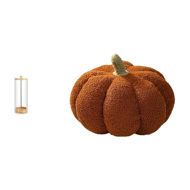 Organizador y soporte reutilizable y transparente para pajitas de maquillaje de encimera, con cojín decorativo de sofá con forma de calabaza de Hallow