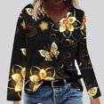 thumbnail image 2 of Camisas Para Mujer Camisetas de Gran Tamaño Manga Larga Moda Casual Cuello en V Cómodo Impreso Top Camiseta Blusa Odeerbi ODB135586, 2 of 4