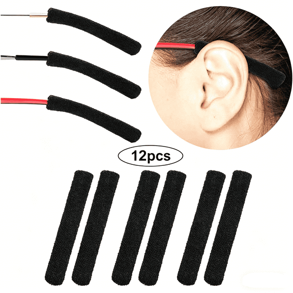 TAETOE 12pcs Soft Knitting Cotton Glasses Ear Cushion, Eyeglasses Temple Tips Sleeve, Non-Slip Comfortable Elastic