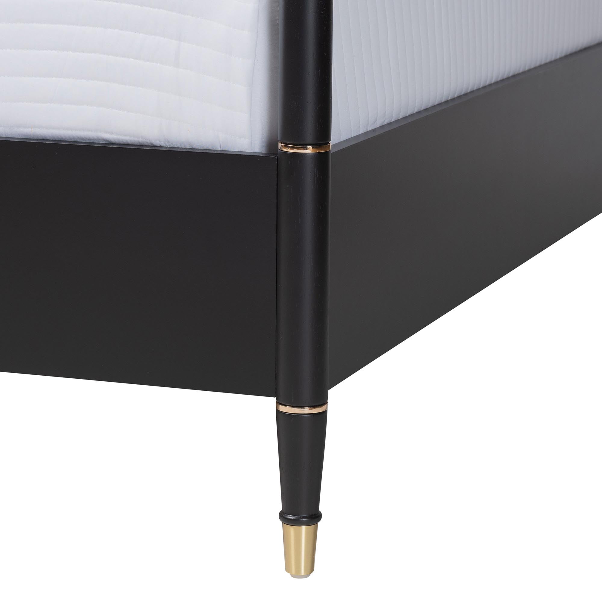 Baxton Studio Four-Poster Art-Deco Platform Bed, King, Black