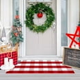 thumbnail image 3 of OMA Red and White Plaid Rug, 24" x 51" Christmas Front Porch Outdoor Rug, Handwoven Cotton Washable Rug for Layered Door Mats, Holiday Entryway and Home Décor, 3 of 12