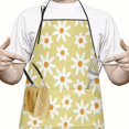 thumbnail image 2 of Beige Daisy Flower White Blooms Pattern Apron-Garden Aprons for Women with Pockets-Cotton Linen Waterproof Kitchen Cooking Gardening Aprons Adjustable for Kitchen,Cooking,BBQ and Salon 33x27 Inch, 2 of 6