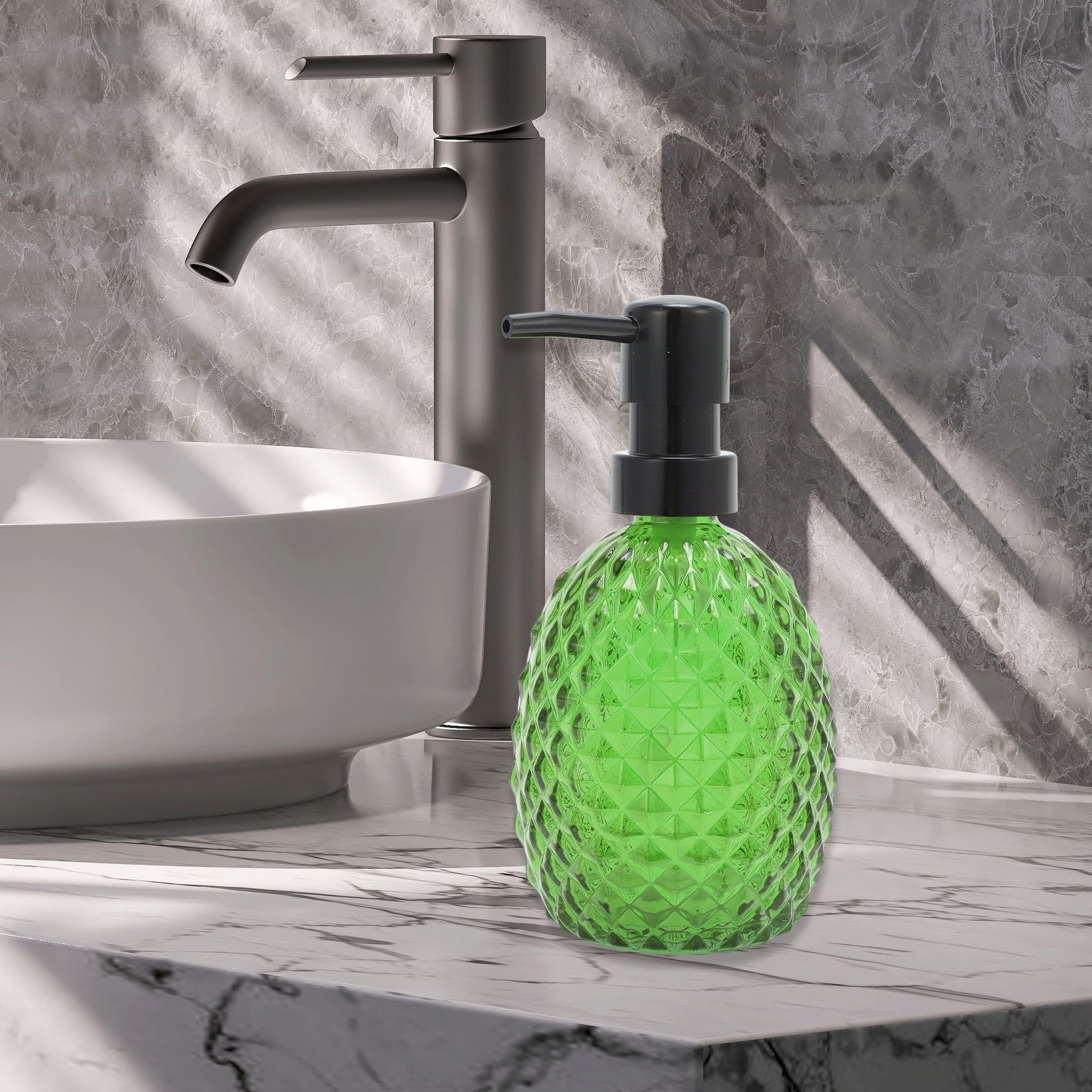Unique Bargains 1 Pc Pineapple-shaped Soap Dispenser 11.84oz Green Black