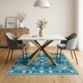 thumbnail image 3 of ODIKA 5'x7' Washable Area Rug Non-Slip, Chair-Friendly Coral Seashell Motifs Bathroom Reef Nautical Wave Starfish Ocean Refined for Dining Room, Under Table, Home Office, 3 of 7