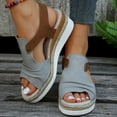 thumbnail image 6 of Wavsuf Wedge Sandals for Women Solid Beach Casual Summer Gray Sandals Shoes Size 6.5, 6 of 6