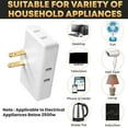 thumbnail image 4 of 2 Prong Thin Wall Tap Power Flat Outlet Extender Plug Adapter Home School Office, 4 of 7