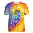 thumbnail image 5 of Colorful Swirls Tie-dye Womens Tops Women's Fashion Casual Short Sleeve Flower Print Round Neck Pullover Top Blouse, 5 of 6