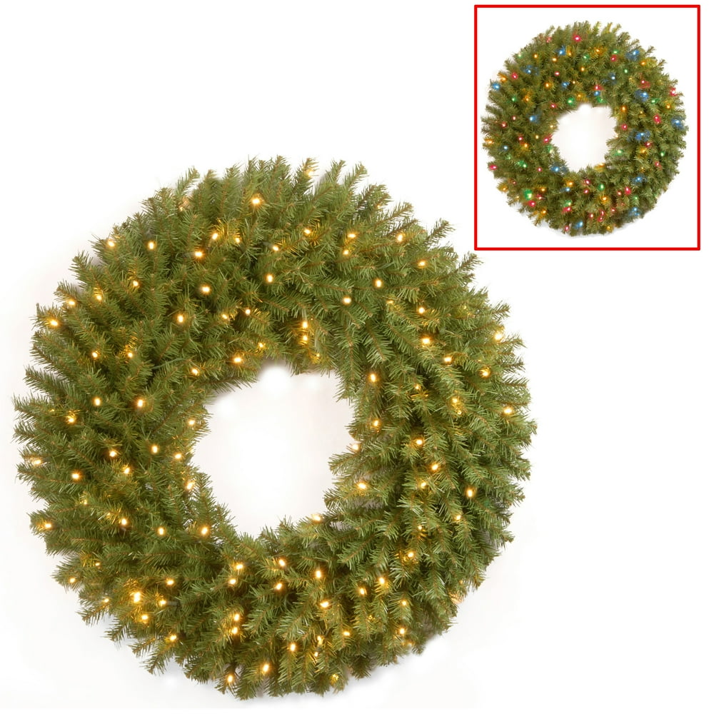 36" Norwood Fir Wreath with Battery Operated Dual Color LED Lights