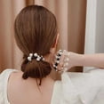 thumbnail image 3 of Yesbay 5 Pcs Hair Tie Korean Style Shining Rhinestone Faux Pearls Decor Braided Elastic Hair Rope Hair Accessories, 3 of 7