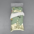 thumbnail image 2 of Christmas Duvet Cover Set, Santa Claus Flying Reindeer Christmas Composition Winter Season, Bedding Set with Shams and Fitted Sheet, 3 Sizes, by Ambesonne, 2 of 3