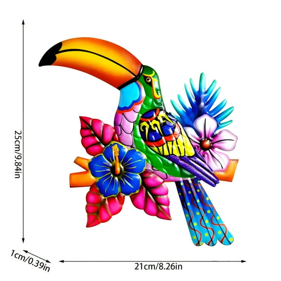 LAMIRO Metal Birds Wall Art Decor, Beautiful Parrot Toucan Outdoor Wall Decor for Patio Wall Fence Deck Garden Home Balcony Tropical Bird Wall Sculpture Hanging for Indoor Outdoor Green