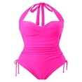 thumbnail image 4 of Women‘s Summer Short Romper Swimwear Solid Color Sleeveless Hanging Neck Bathing Suit, 4 of 7