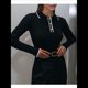 thumbnail image 4 of Suéteres de Mujer, Tops de Larga con Cuello en V, de Punto Acanalado, Ajustados, Informales, Básicos para el Trabajo. Negro M, 4 of 7