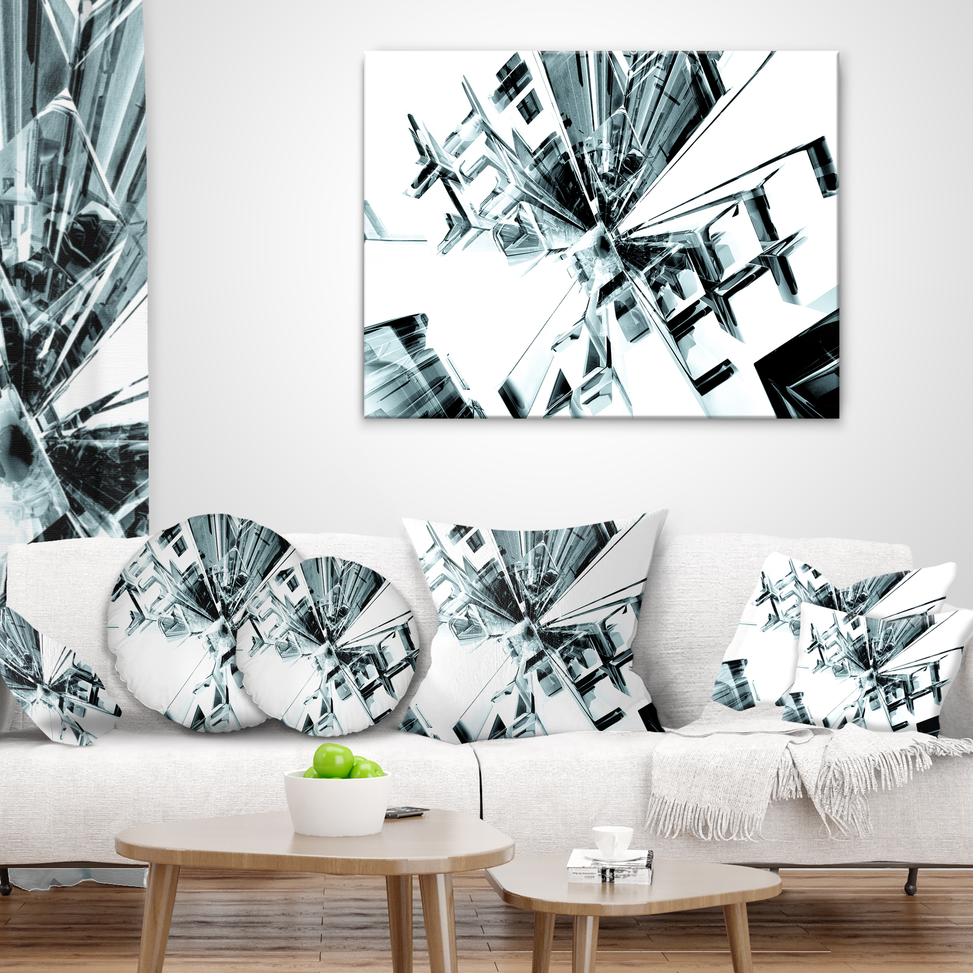 Designart Fractal 3D Cubes Everywhere - Contemporary Throw Pillow - 12x20