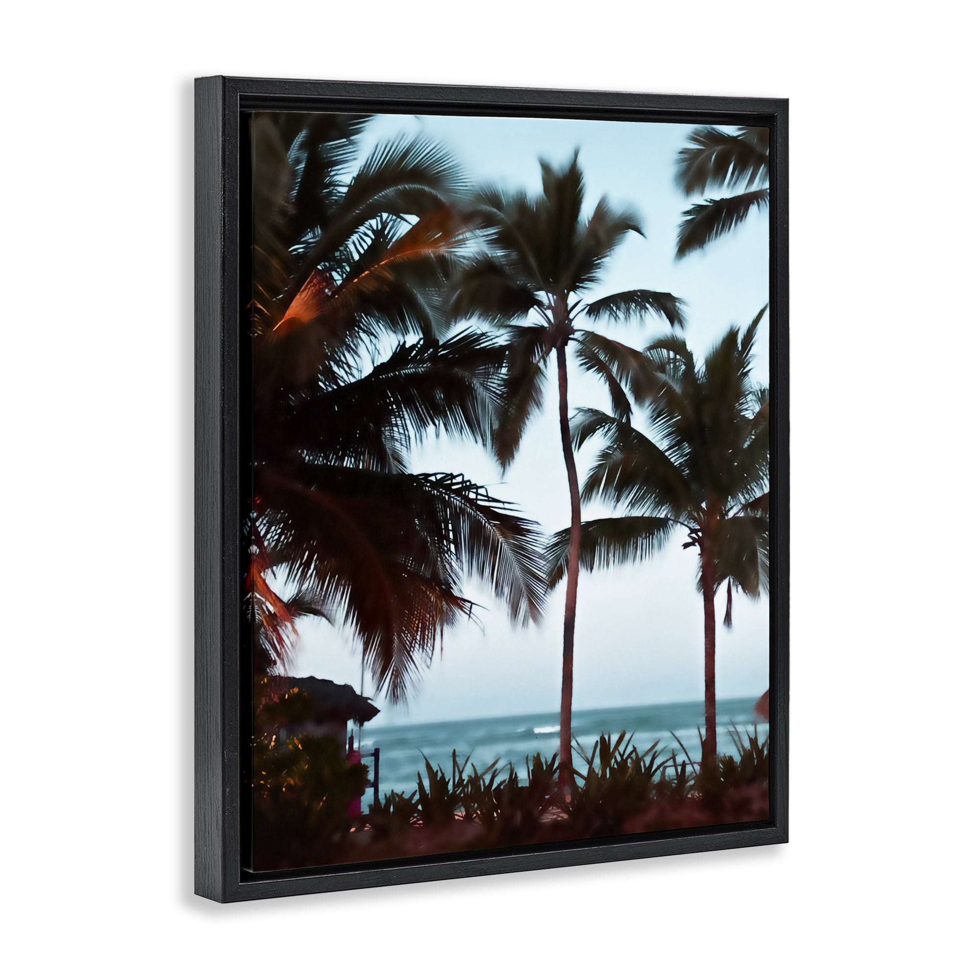 Stupell Industries Shady Palms Beachfront Black Framed Floater Canvas Wall Art, design by Noah Bay