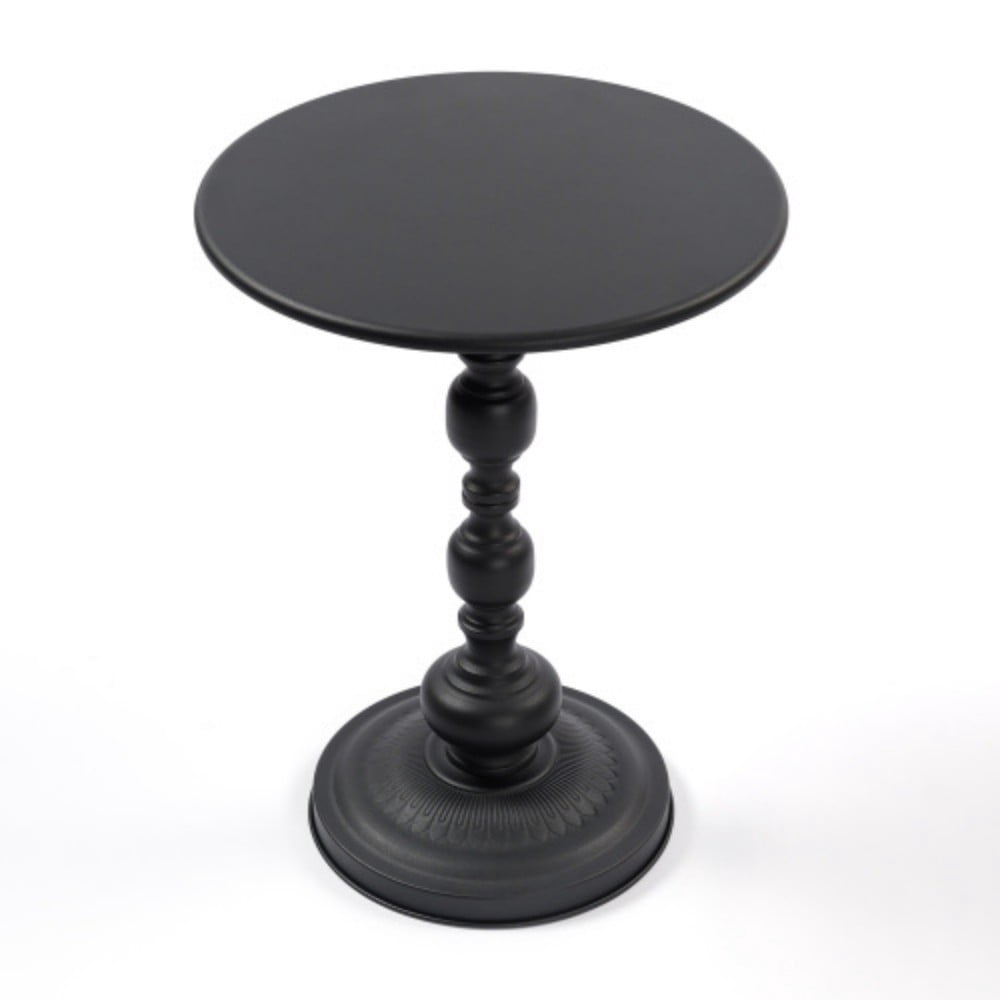 2-Piece Round Metal Side Tables, Vintage End Tables with Pedestal Base, Small Accent Tables for Sofa, Bedside, Living Room & Bedroom, Matt Black