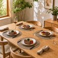 thumbnail image 4 of Unique Bargains 2 Pcs Round Bamboo-like Texture Placemat Light Brown, 4 of 5
