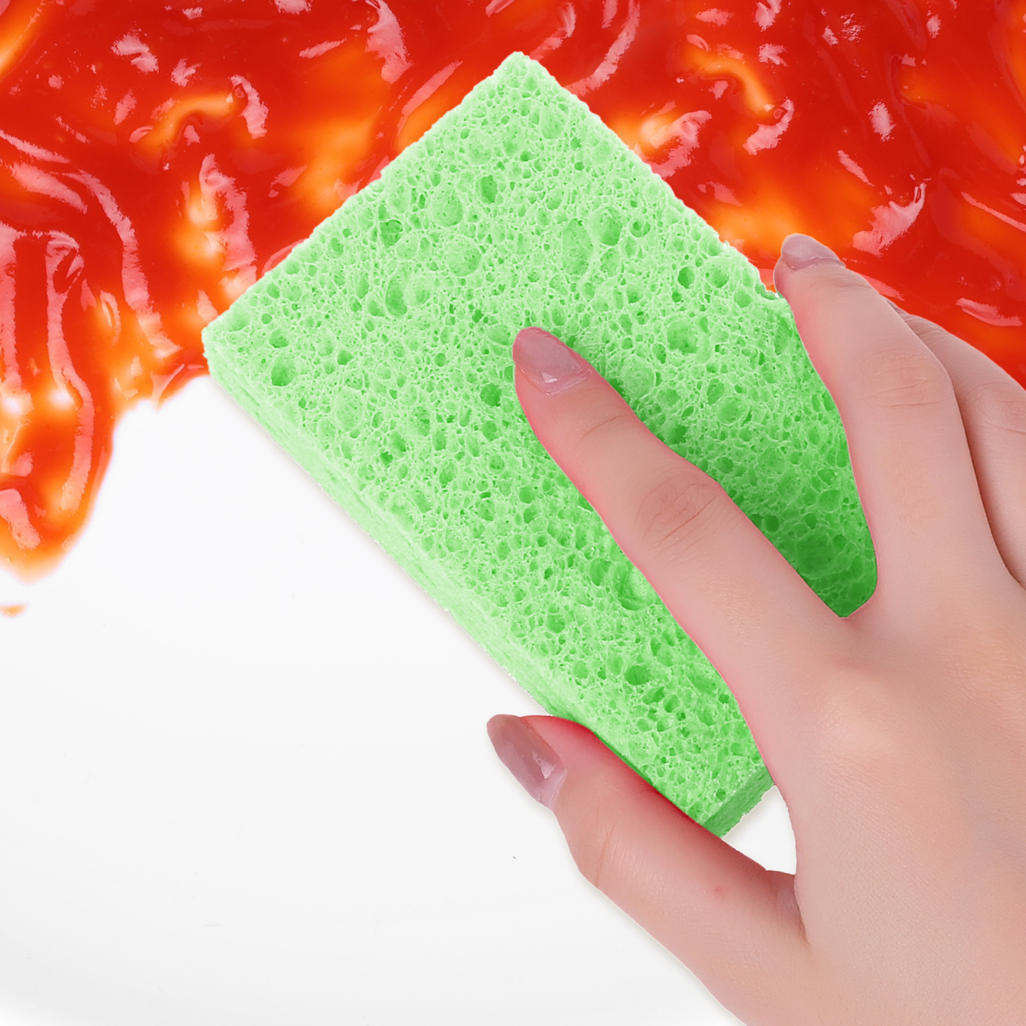 Unique Bargains 6 Pack Non-Scratch Sponges Kitchen Cleaning Sponges Green 4.3"x2.8"x0.8"
