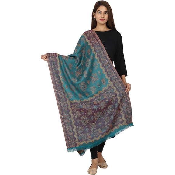 Kashmiri Stole / Shawl /Wrap for Women, Woven Wool Design, (Size 30 X 80 Inches)