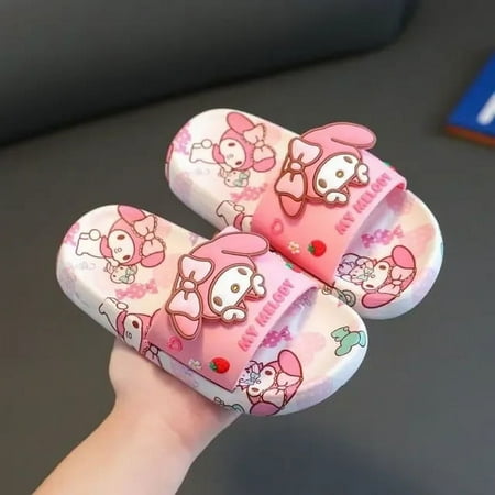

Sanrios Kawaii Anime Cartoon Children Slippers Kuromi Hello Kitty Cinnamoroll Summer Soft Bottom Indoor Non-slip Slippers Gift