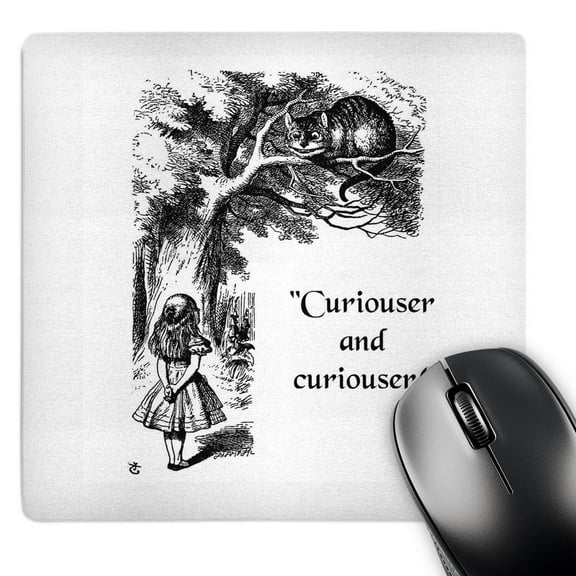 3dRose, Curiouser and curiouser - Alice in Wonderland Lewis Carroll quote, MousePad