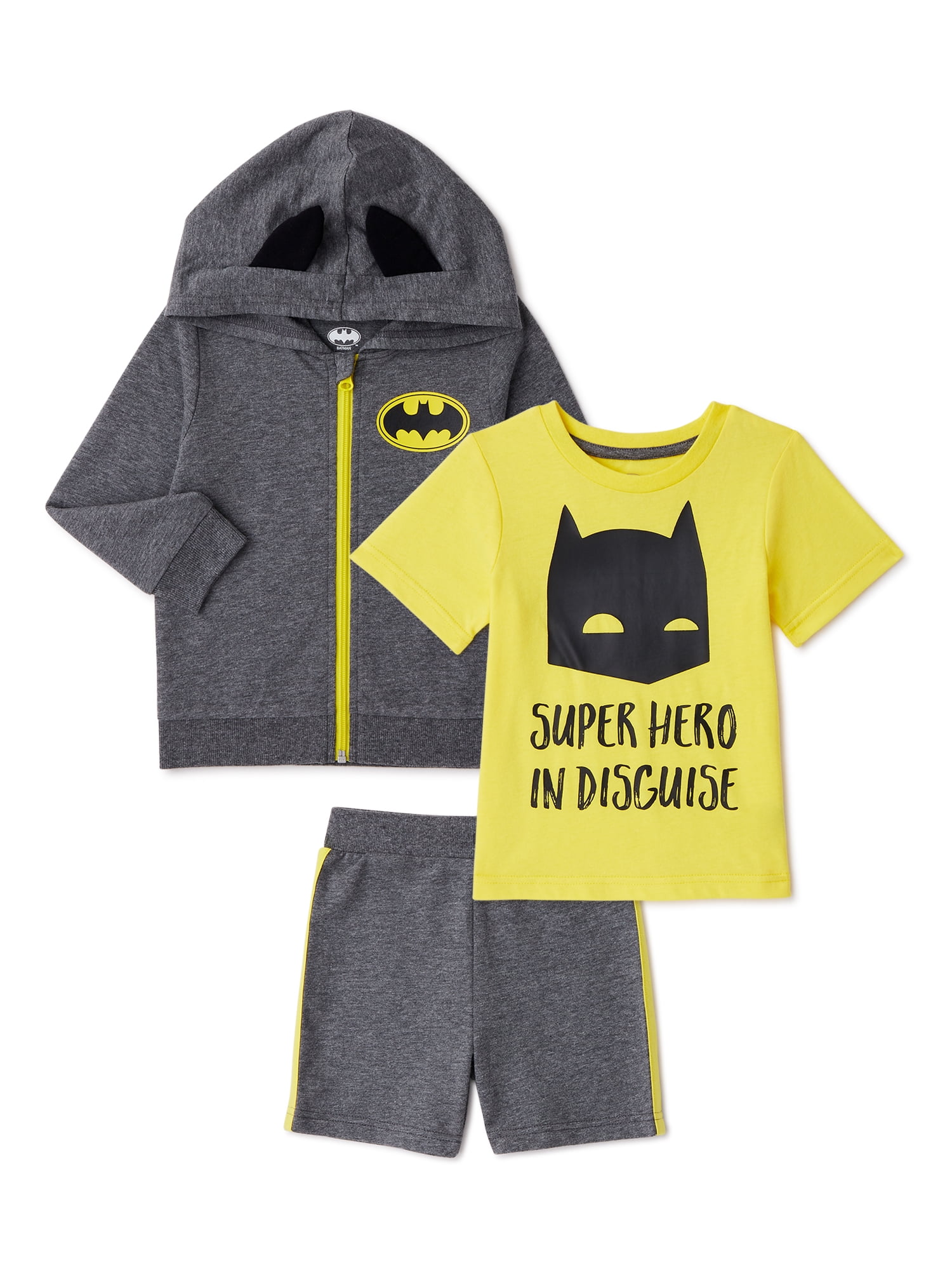 Batman Brandclub Batman Baby Boy Toddler Boy Hoodie Sweatshirt T Shirt Shorts Outfit Set 3 Piece 12M 5T