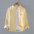thumbnail image 2 of Camisas Hombre Vestir Camisa de hombre bordada a la moda, informal, versátil, a la moda, ajustada (Yellow, XXL), 2 of 3