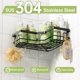 thumbnail image 3 of Organizador de ducha de esquina con soporte para jabón, 14 ganchos, estante adhesivo para ducha interior, paquete de 3 estantes negros, canasta de almacenamiento de baño de acero inoxidable sin, 3 of 5