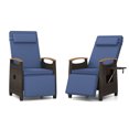 thumbnail image 2 of Costway Lot de 2 Fauteuils Inclinables de Patio en Osier avec Dossier et Repose-Pieds Réglables, Table d'Appoint Rabattable, Bleu Marine, 2 of 9