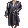 thumbnail image 1 of Men‘s Satin Kimono Robe Silk Classic Long Bathrobe Pockets Lightweight Loungewear, 1 of 4