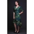thumbnail image 2 of Bimba Cotton Blue Mimosa Pudica Leaves rinted Womenâ€™s Asymmetrical ShiftÂ&nbsp;DressÂ&nbsp;With Pockets Casual MidiÂ&nbsp;Dress-XSmall, 2 of 5