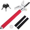 thumbnail image 1 of Pioe Verrou de Volant de Voiture Antivol Universel s'Adapte aux Accessoires de Voiture Verrous Ajustables avec Marteau de Secours Brise-Fenêtre 3 Clés pour Tous Types de Voitures Vans et SUVs (Rouge), 1 of 4