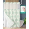 thumbnail image 2 of No Hook Shower Curtain with Snap in Liner, Vintage Floral Green Floral Pattern Middle Eastern Style Shower Curtains for Bathroom, Washable Shower Curtain Liner Set with Mesh Top Window, 72"x72", 2 of 6