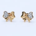 thumbnail image 6 of Auory Elegant Golden Bow Stud Earrings with Sparkling Moissanite Accents for Women, 6 of 10