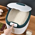 thumbnail image 5 of Contenedor grande de plástico para almacenar arroz con tapa abatible, duradero, de gran capacidad para organizar los granos de la cocina, verde, 33 x 25 x 27 cm, 5 of 5