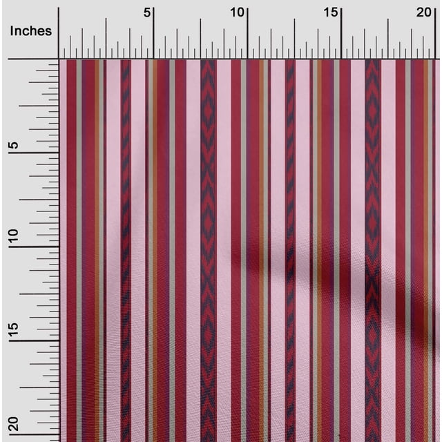 oneOone Georgette Viscose Fabric Stripe Ikat Print Sewing Fabric BTY 42 Inch Wide