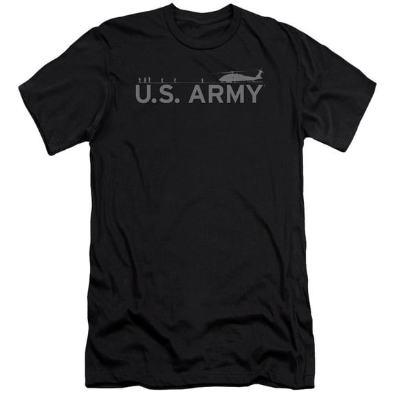 Army Helicopter Premium Canvas T-Shirt Adult Slim Fit 30/1 Black