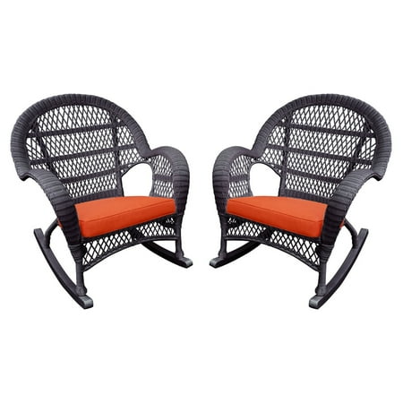 Jeco Santa Maria Wicker Patio Rockers with Optional Cushion - Set of 2