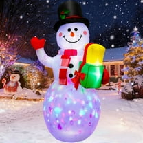 5ft Christmas Inflatables Snowman Outdoor Decorations, Blow Up Snowman Inflatable Yard Decor with Rotating LED Lights for Xmas Garden Lawn Holiday Party Yard Indoor Decorations